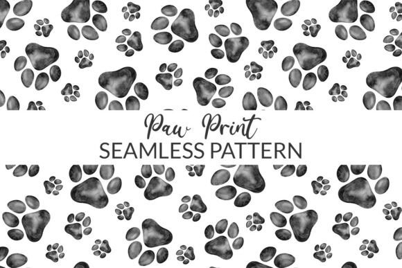 Download Black Paw Print Seamless Pattern Paper - Sea Collection