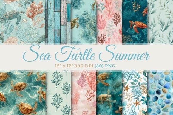 Download Sea Turtle Summer Seamless Pattern - Premium Resources