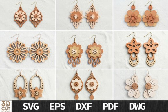 Download Layered Floral Earrings Bundle SVG - Svg Collection
