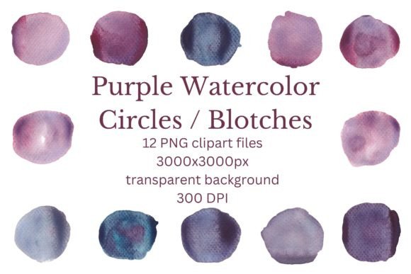 Download 12 Purple Watercolor Splash Blotches PNG - Blotch Collection