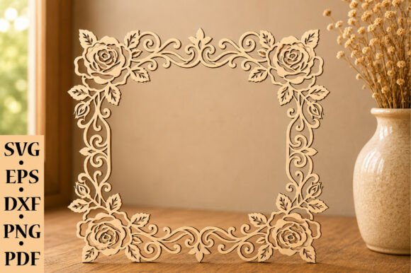 Download Rose Floral Square Frame SVG Bundle - Svg Collection