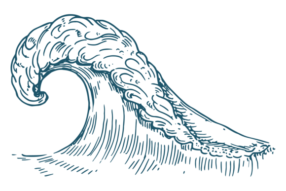 Download Marine Wave Sketch. Hand Drawn Sea Water - Sea Collection