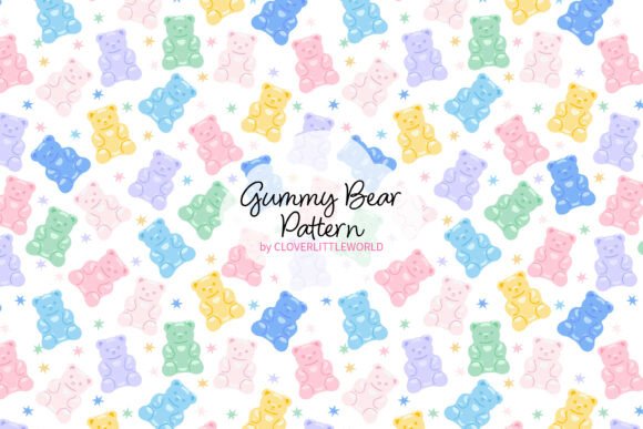 Download Cute Gummy Bear Candy Seamless Pattern - Sea Collection