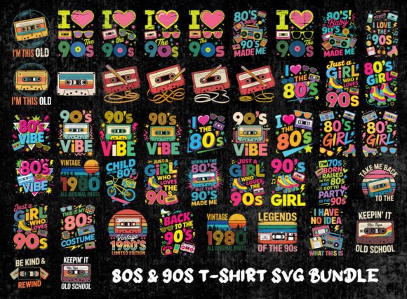 Download Retro 80s &amp; 90s Quotes Shirt SVG Bundle - Svg Collection
