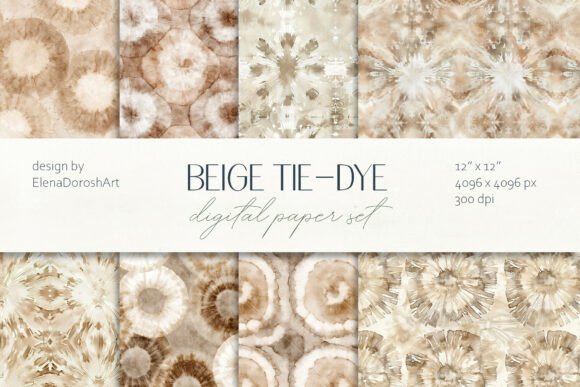Download Beige Tie-dye Seamless Digital Paper - Sea Collection