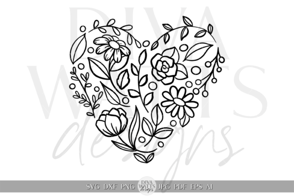 Download Floral Heart Illustration SVG - Svg Collection