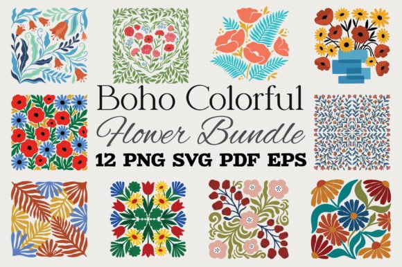 Download Boho Colorful Flower Bundle SVG PNG - Svg Collection