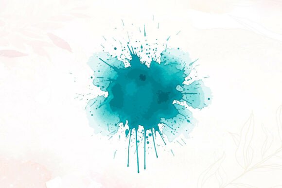 Download Turquoise Watercolor Blotch Drips - Blotch Collection