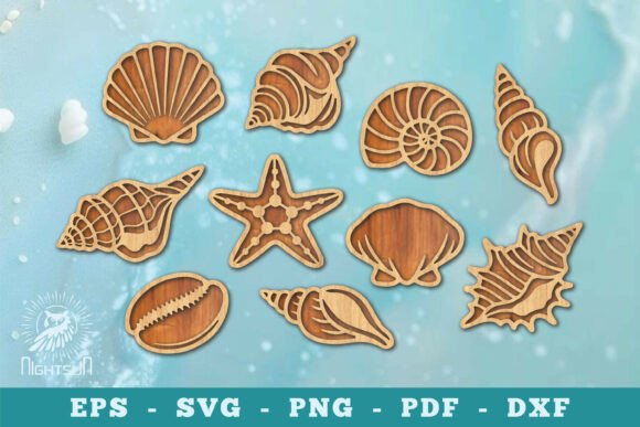 Download Set of Sea Shell Lasercut Decoration SVG - Svg Collection