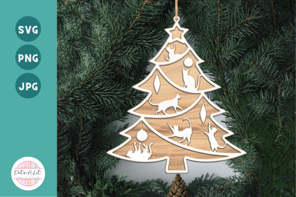 Download 3D Cat Christmas Tree Ornament SVG - Svg Collection